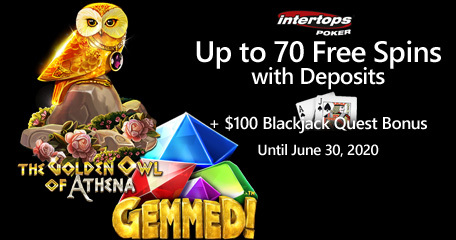 Intertops Poker offering blackjack bonus and extra spins on Betsoft games starting today