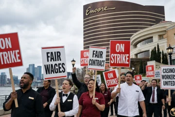 Encore Boston Harbor Workers Launch Strike Amid Contract Dispute
